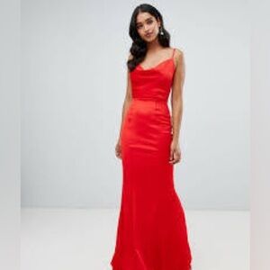 New Lipsy Cowl Neck Red Maxi Dress size 2 floor length ball gown prom wedding